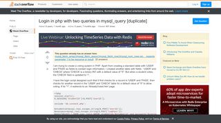 
                            2. Login in php with two queries in mysql_query - Stack Overflow