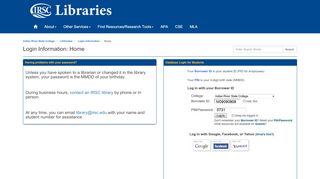 
                            8. Login Information: Home - irsc.libguides.com