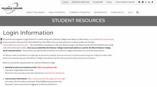 
                            2. Login Information – Student Resources - Palomar College