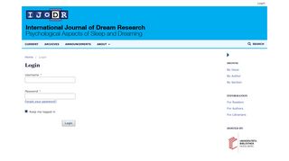 
                            5. Login | International Journal of Dream Research