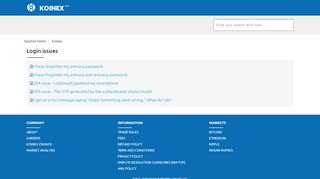 
                            4. Login issues : Koinex