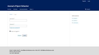 
                            6. Login | Journal of Sport Behavior