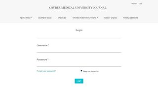 
                            6. Login | KHYBER MEDICAL UNIVERSITY JOURNAL