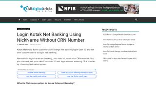 
                            8. Login Kotak Net Banking Using NickName Without CRN Number ...