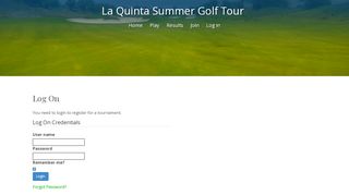 
                            5. Login - La Quinta Summer Golf Tour
