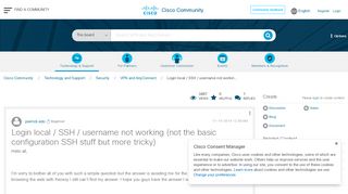 
                            2. Login local / SSH / username not workin... - Cisco Community