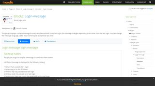 
                            8. Login message: Versions: login message - Moodle plugins directory