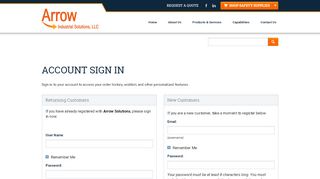 
                            3. Login or Register - Featured Products - Arrow Industrial Solutions, LLC