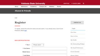 
                            8. Login or Register - Valdosta State University