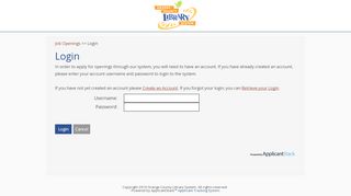 
                            9. Login - Orange County Library System - ApplicantStack