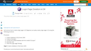 
                            5. Login Page Creation in C# - c-sharpcorner.com