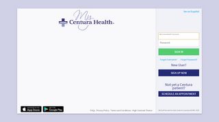 
                            4. Login Page - MyCenturaHealth