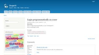 
                            9. Login programmatically as a user | Drupal 8