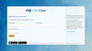 
                            4. Login Recovery Page - My UNC Chart