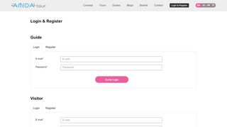 
                            9. Login & Register - Find the best guide at your destination - Amida Tour