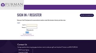 
                            1. Login / Register - Furman University - Alumni