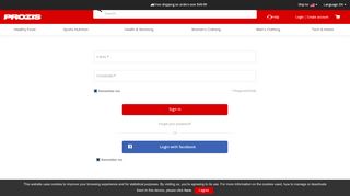 
                            2. Login / Register - Prozis