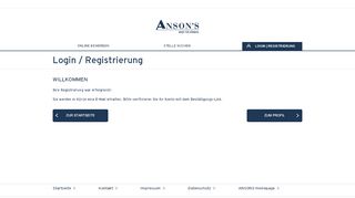 
                            7. Login / Registrierung - ANSON'S Karriere