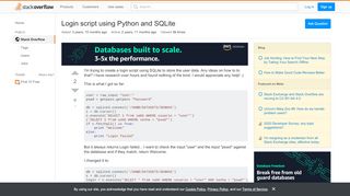 
                            9. Login script using Python and SQLite - Stack Overflow