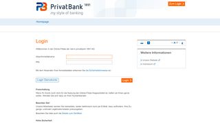 
                            5. Login - Startseite: PrivatBank 1891