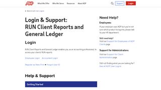 
                            2. Login & Support | ADP RUN Client Reports and General Ledger