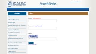 
                            1. Login - the Online Admission Portal of DAV College Chandigarh