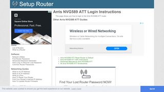 
                            2. Login to Arris NVG589 ATT Router - SetupRouter