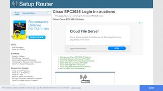 
                            4. Login to Cisco EPC3925 Router - SetupRouter