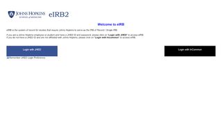 
                            4. Login to eIRB - Johns Hopkins Medicine