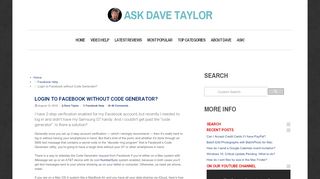 
                            7. Login to Facebook without Code Generator? - Ask Dave Taylor