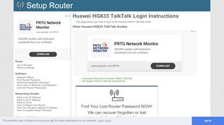 
                            2. Login to Huawei HG633 TalkTalk Router - SetupRouter