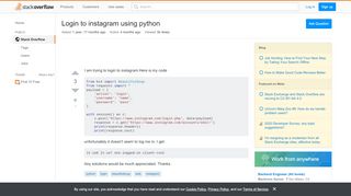 
                            2. Login to instagram using python - Stack Overflow