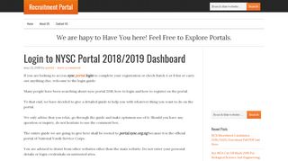 
                            3. Login to NYSC Portal 2018/2019 Dashboard - portal.org.ng