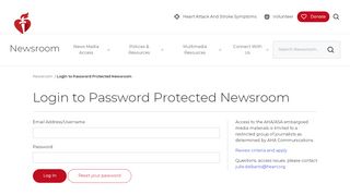 
                            5. Login to Password Protected Newsroom | American Heart Association