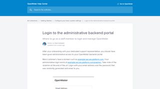 
                            5. Login to the administrative backend portal | OpenWater Help Center