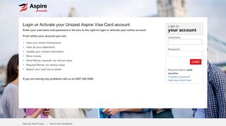 
                            5. Login to Unizest Aspire Visa Card