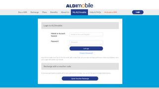 
                            1. Login to your account to recharge, check ... - ALDI Mobile