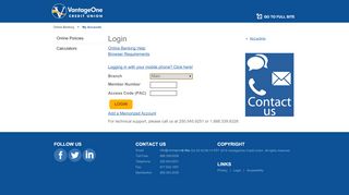 
                            5. Login - VantageOne Credit Union - My Accounts