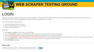 
                            3. Login - Web Scraper Testing Ground