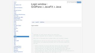 
                            6. Login window : GridPane « JavaFX « Java