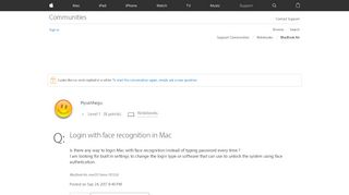 
                            1. Login with face recognition in Mac - Apple Community