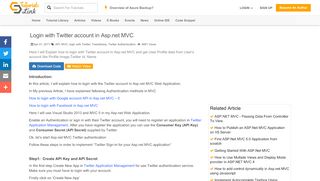 
                            2. Login with Twitter account in Asp.net MVC | Tutorial Links