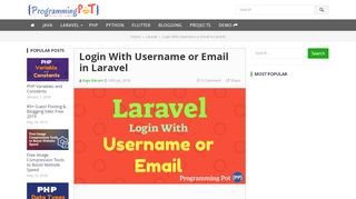 
                            9. Login With Username or Email in Laravel - Programming Pot