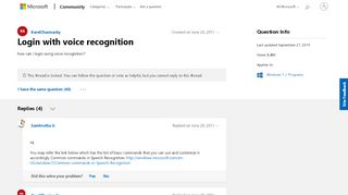 
                            2. Login with voice recognition - Microsoft Community