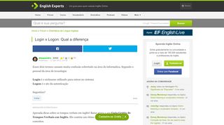 
                            3. Login x Logon: Qual a diferença - English Experts