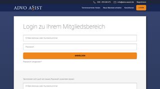 
                            1. Login zu Ihrem Mitgliedsbereich - AdvoAssist