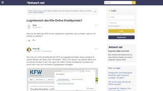 
                            5. Loginbereich des Kfw Online Kreditportals - Antwort.net