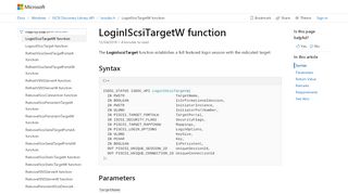 
                            7. LoginIScsiTargetW function (iscsidsc.h) | Microsoft Docs