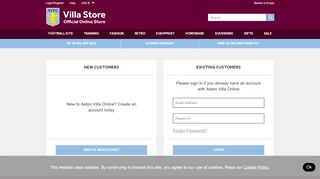 
                            4. Login/Register - Aston Villa Football Club Online Store