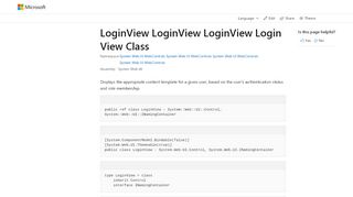 
                            3. LoginView Class (System.Web.UI.WebControls) | Microsoft Docs